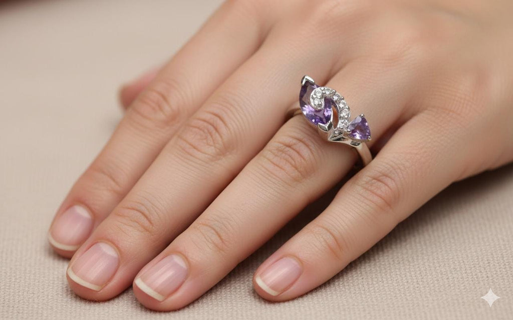 Edler ca 2,0 Carat Amethyst weisstopas Ring 925 Silber Amethyst Gr.. 8 / 18 / 57
