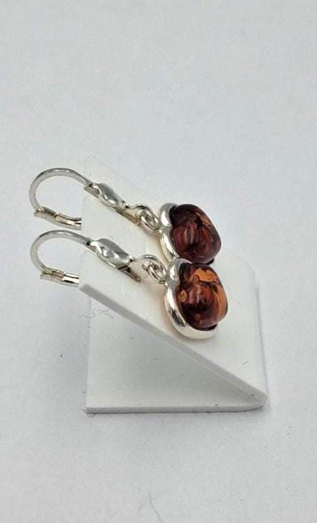 Bernstein Herz Ohrringe in Sterling Silber  Handgefertigtes Design  Romantisches Geschenk für Sie Bernstein aus Litauen