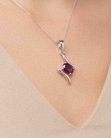 0,72 Carat Rhodolith Anhänger 925  Silber  Rhodolith Granat Schmuck
