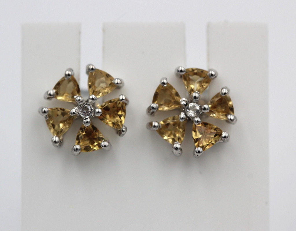 Edle 1,47 Carat Citrin Ohrstecker 925  Silber Ohrschmuck goldgelber Citrin top