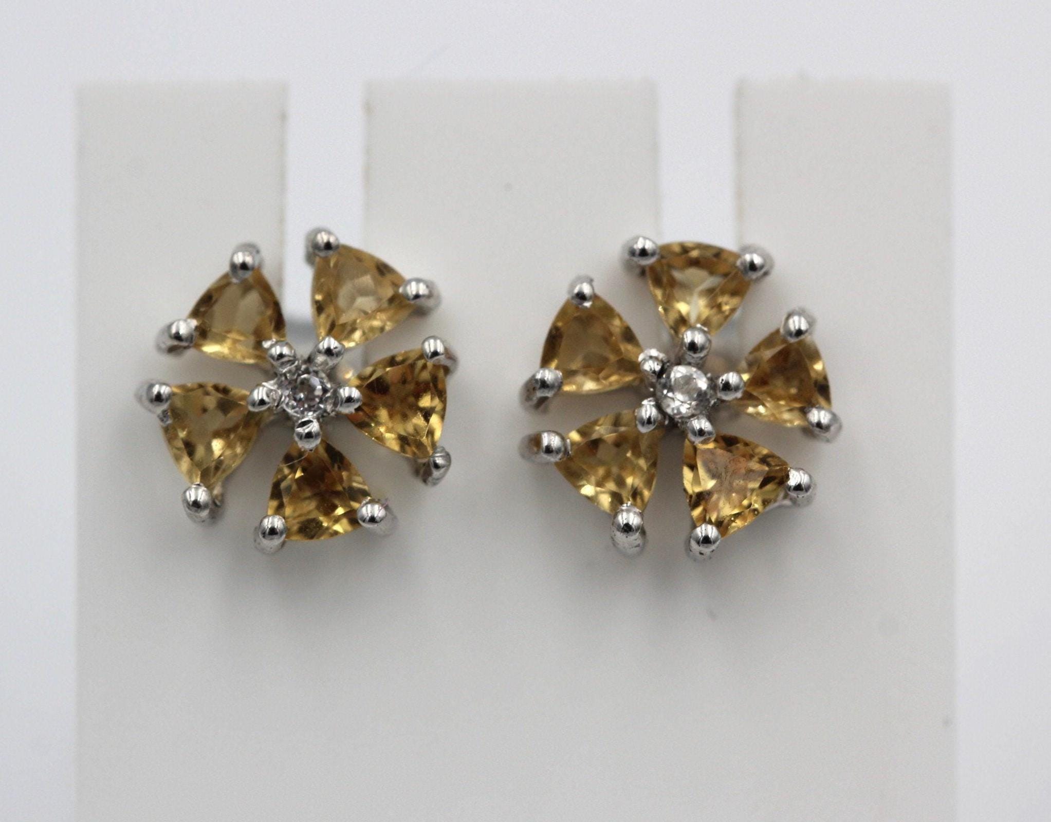 Edle 1,47 Carat Citrin Ohrstecker 925  Silber Ohrschmuck goldgelber Citrin top