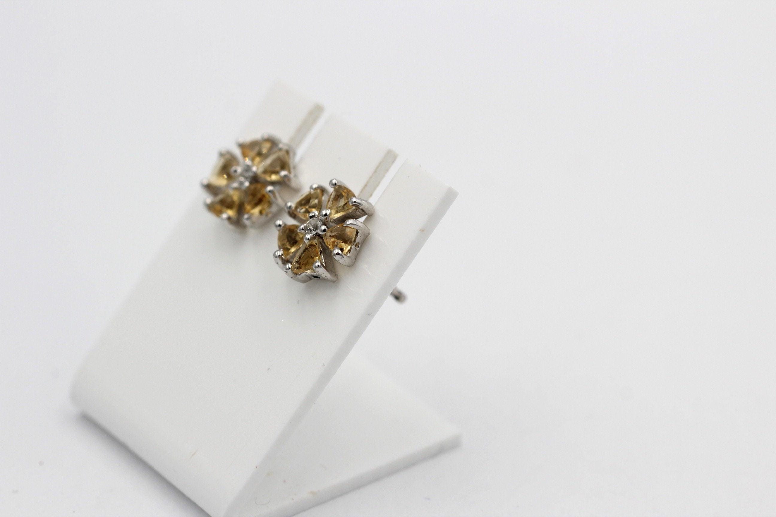 Edle 1,47 Carat Citrin Ohrstecker 925  Silber Ohrschmuck goldgelber Citrin top