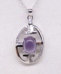 Echter Amethyst Silberanhänger 925, Moderne Edelstein Kette Lila, Designer Anhänger Lang, Schmuck, 1,33 ct  Hochwertig