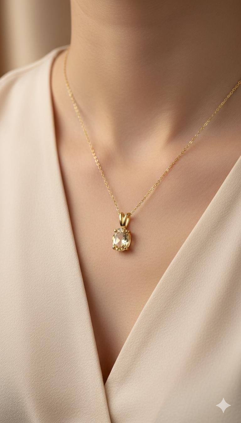 Edler 0,78 Carat leuchtender Citrin Anhänger 925 Silber hochwertig vergoldet
