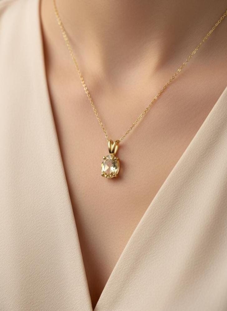Edler 0,78 Carat leuchtender Citrin Anhänger 925 Silber hochwertig vergoldet