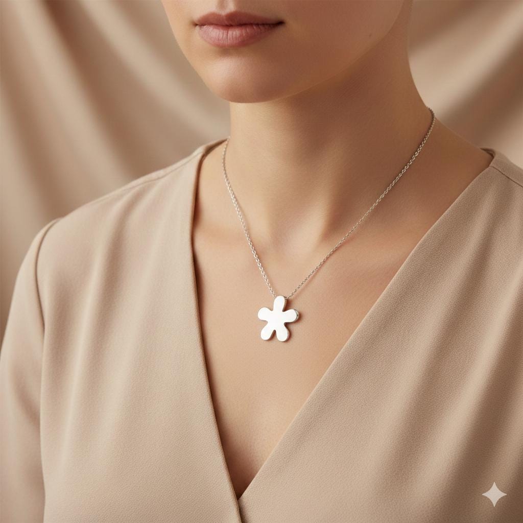 Blumen Anhänger Silber 925 Sterling  Designschmuck Hochglanz  Statement