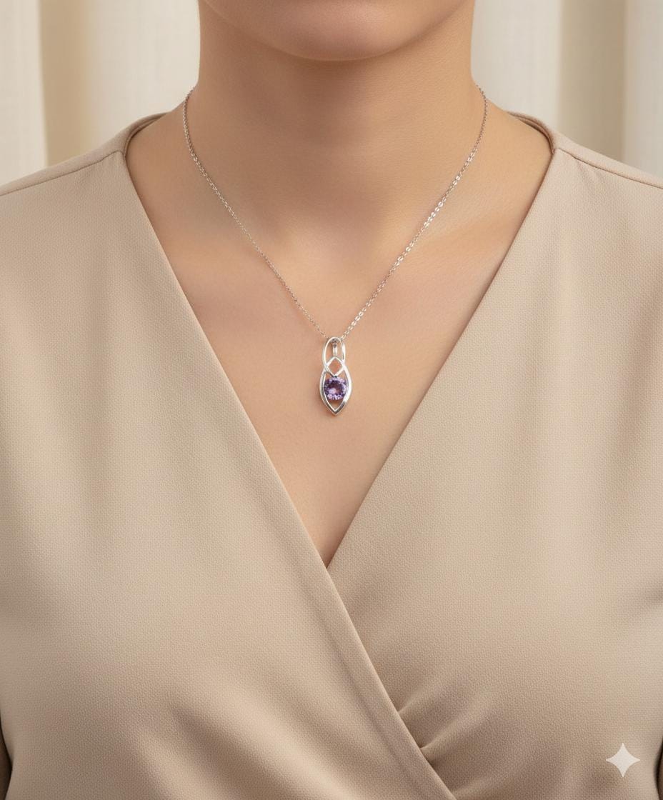 Amethyst Kettenanhänger Silber 925  0,42 ct Edelstein  Modernes Design