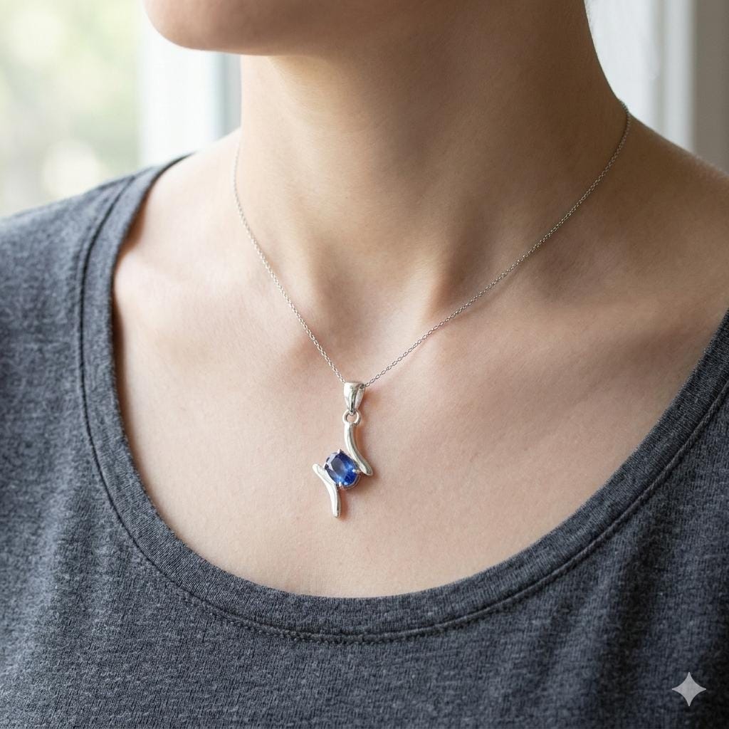 0,72 Carat blauer Kyanit Anhänger 925 Silber Kyanitanhänger